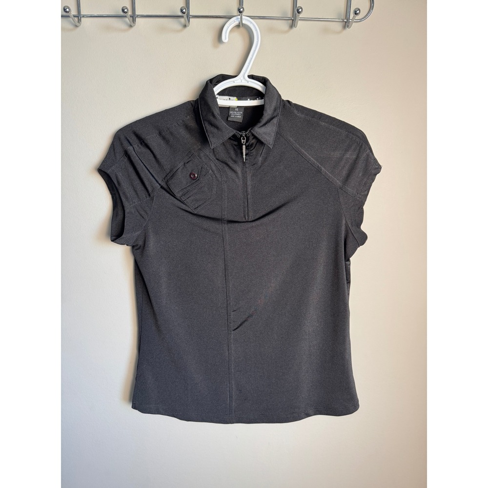 Jamie Sadock Womens Black Cap Sleeve Golf Polo XS Athletic Sporty Chic Stretch